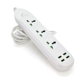 Сетевой фильтр ТВ-Т16mini,3 розетки + 4 USB,2м,сечение 3х0.75мм,3000W,White,Box