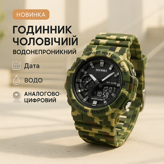 Военные часы с секундомером SKMEI, Спортивные часы мужские водонепроницаемы Брендовые мужские PN-12