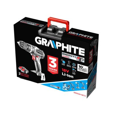Шуруповерт Graphite Energy+ 18V бесщеточный 2х2Ah, 58Нм, 0-500·0-1700об/мин, кейс (58G020-SET2) | Зображення 2