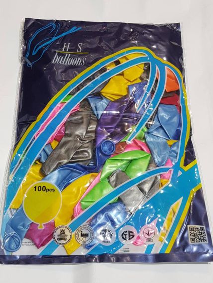 Воздушные шары перламутровые H.S. Balloons 26 см, 100 шт, разноцветные, латексные, для праздника и декора