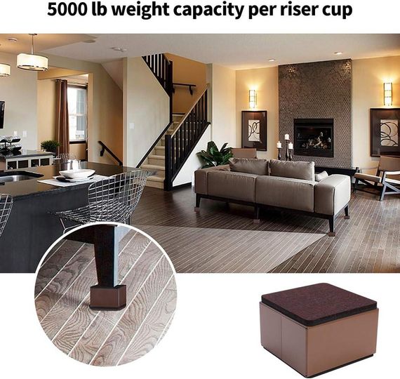 Подставки для подъема мебели 5 см, набор 4 шт стальные квадратные коричневые до 500кг для кровати дивана шкафа | Зображення 5