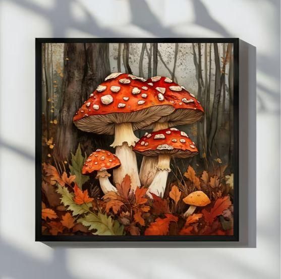 Набор для вышивки крестом JOZYSH "Лесные мухомори" 14CT, 40x40 см, канва Аида с нанесенным рисунком | Зображення 5