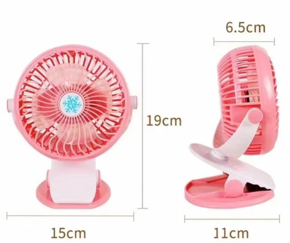 Портативный настольный вентилятор Mini Fan WX 6503 мини охладитель на аккумуляторе с прищепкой 2 скорости 4 Вт Розовый | Зображення 4
