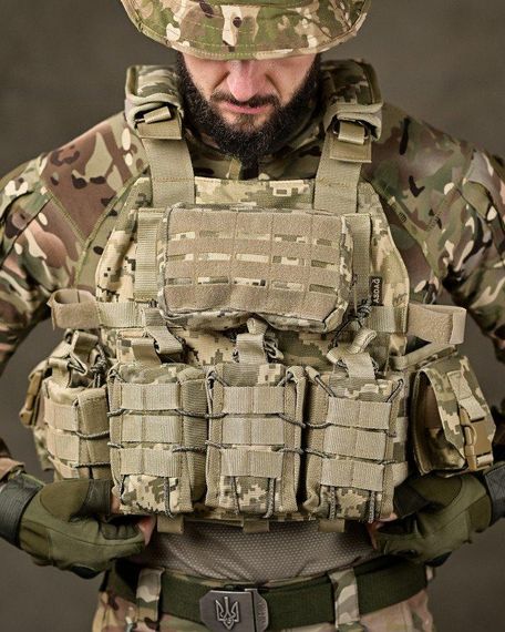 Тактическая плитоноска с четырьмя  точками быстрого сброса  Asdag пиксель ТТ2615 | Зображення 4