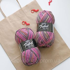 Шкарпеткова пряжа Drops Fabel - Long print, 655 wooden rose
