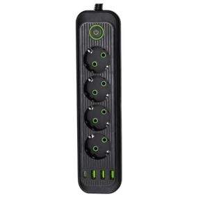 Мережевий фільтр-подовжувач 5 розеток 3xUSB-A 1xUSB-C 5м чорний HP-5-40