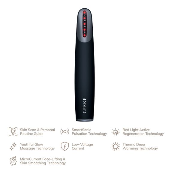 Пристрій для зміцнення і тонізації шкіри обличчя GESKE Skin Firming Wand 7в1 starlight, Чорний | Зображення 1