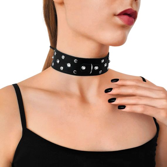 Нашийник із заклепками та стразами Art of Sex Jenna Collar Чорний One Size | Зображення 1
