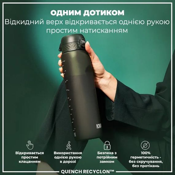 Пляшка для води ION8 1000 мл (ЕКО пляшка) BPA Free, Dark Green (I8RF1000DGRE) | Зображення 3