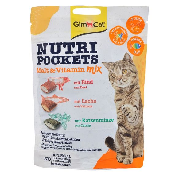 Ласощі для котів з лососем GimCat Nutri Pockets Salmon & Omega 3+6, 150 гр