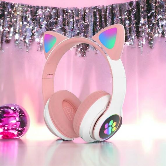 Навушники з вушками котика Cat VZV 23M / Навушники з котячими вушками / Навушники для SP-158 дітей бездротові