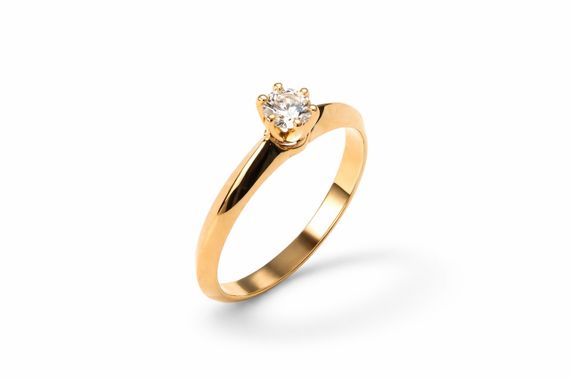 Кольцо из желтого золота с муассанитом К-0671 16 | Зображення 1