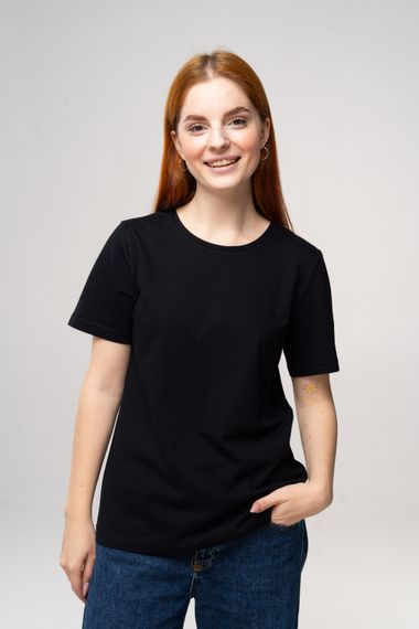 Футболка жіноча однотонна чорна, 2XL
