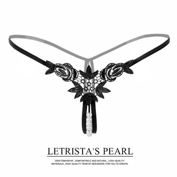 Стринки з намистинками чорний