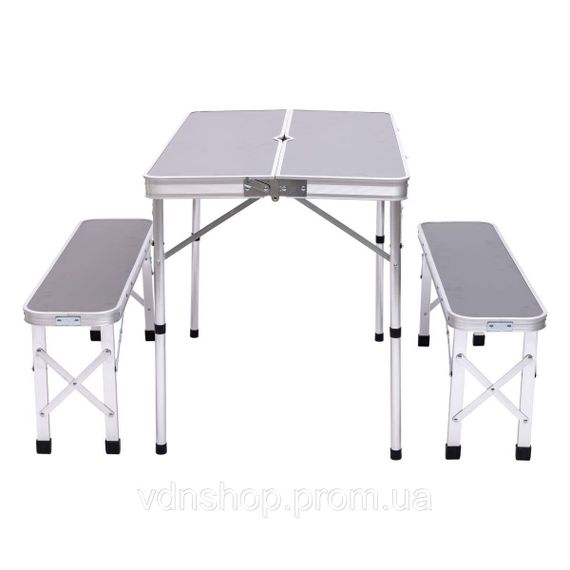 Комплект туристичний стіл + 2 лавки складні меблі Сірий Lugi JY-9060G | Зображення 1
