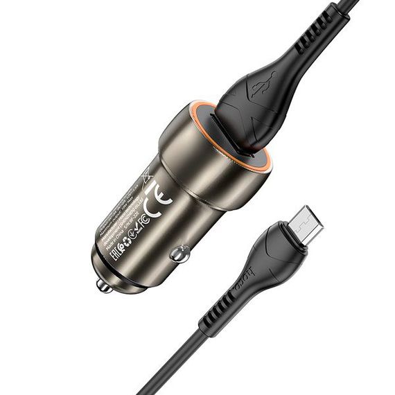 Набір АЗУ 12-24V HOCO Z46 + кабель MicroUSB, 1xUSB, 18W, кабель 1м, Black, Box | Зображення 2