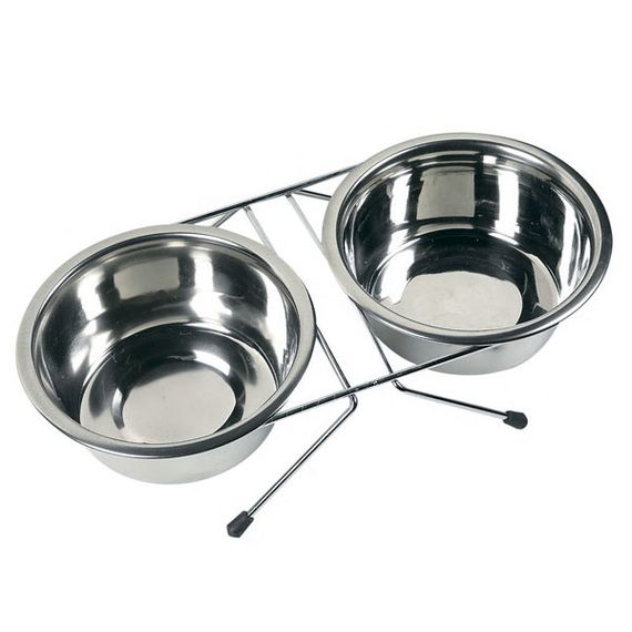 Подставка с двумя мисками Flamingo Duo Dinner из нержавеющей стали 2 х 750 мл