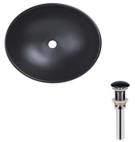 Комплект Qtap Dove: Раковина накладна овальна 415x340x140 мм Matt Black + Донний клапан PU03 (QT063078MBMBN47307)