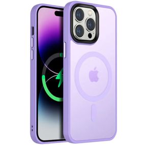 TPU+PC чохол Metal Buttons with MagSafe Colorful для Apple iPhone 14 Pro Max (6.7") Бузковий / Light Purple