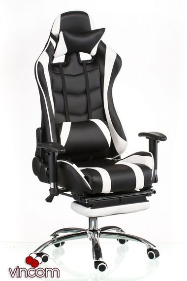 Кресло геймерское Special4You ExtremeRace blackwhite with footrest | Зображення 5