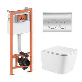 Готове рішення Qtap для ванної кімнати: підвісний унітаз Crow Ultra Quiet 490x360x290 + комплект інсталяції Nest 4 в 1 (кругла