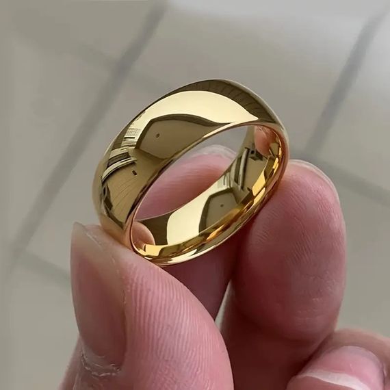 Классическое обручальное кольцо титановая сталь Liresmina Jewelry 4мм 18К золотистое размер 17 | Зображення 2