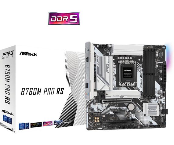 ASRock B760M PRO RS (1700/B760, 4*DDR5, 2xPCIex16, 4xSATAІІІ, 3xM.2, 2.5GLan, 7.1ch, mATX) | Зображення 2