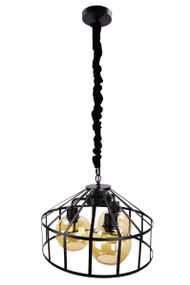 Люстра підвісна LOFT на 3 лампочки 25037 Чорний 35-95х43х43 см.