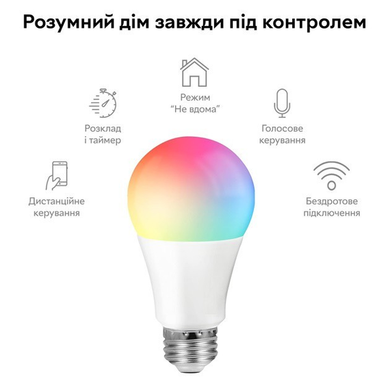 Умная лампочка Tuya Smart LED WiFi Смарт Лампа E27 RGB Color 2700K-6500K 9W | Зображення 1