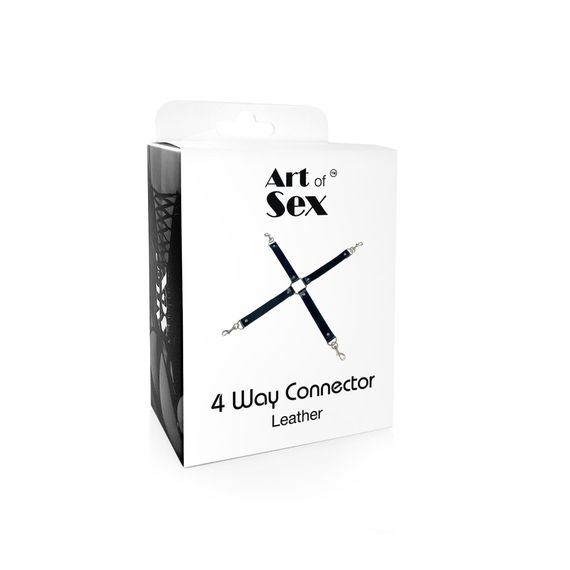 Хрестовина з натуральної шкіри Art of Sex - 4 Way Connector, Чорний | Зображення 3