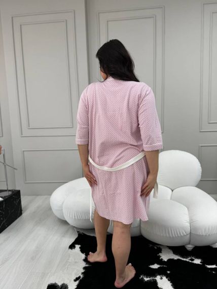 Піжамний рожевий комплект: халат + нічна сорочка  PLUS SIZE | Зображення 7