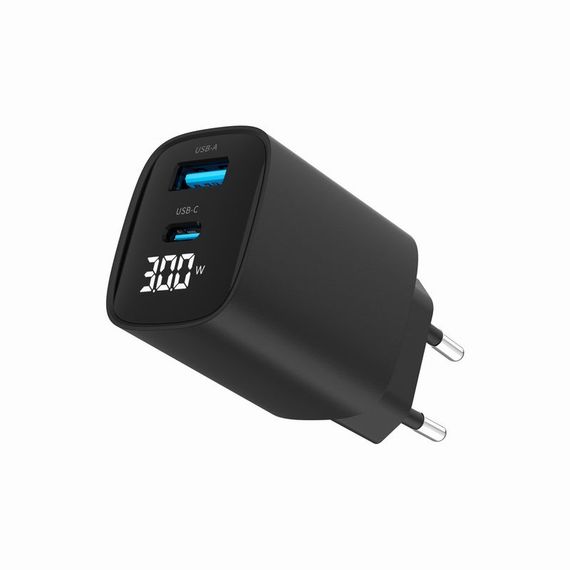 Мережевий зарядний пристрій Gembird TA-UC-PDQC30LCD-BK-01 | Зображення 1