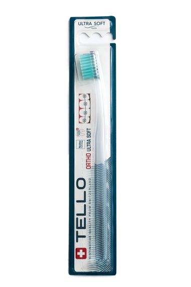 Ортодонтична зубна щітка Tello 4920 Ortho Ultra Soft, d 0.10 mm, бірюзова