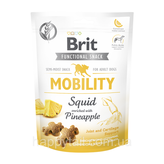 Лакомство Brit Care Functional Snack Mobility для собак для поддержки суставов с кальмаром и ананасом 150 г