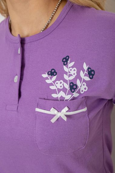 Піжама жіноча з принтом, колір бузковий, 243R9227 | Зображення 4