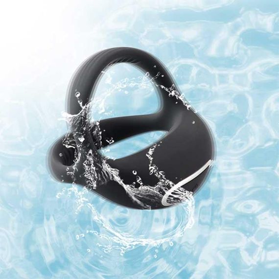 Тройное эрекционное смарт виброкольцо на пенис и мошонку "Love Spouse" - Черный | Зображення 4