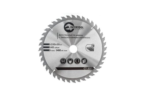 Диск пильный Intertool - 250 х 40T х 30 мм (CT-3051)