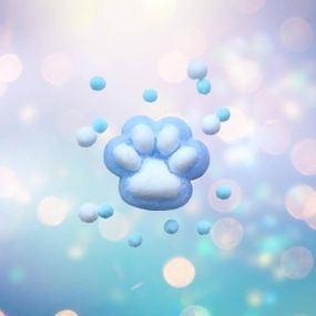 Сквиш таба лапка антистресс 6см Голубая с белым