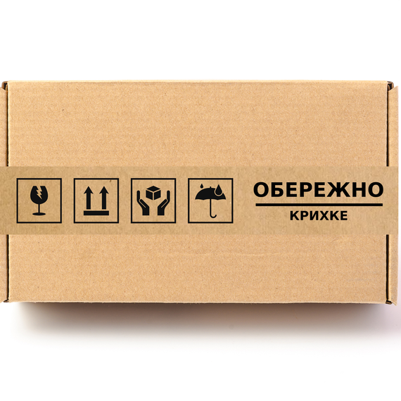 Скотч этикетка крафт "Обережно крихке 01"​​​, 50х294 мм (100 шт/рулон) с принтом, самоклеющаяся Viskom