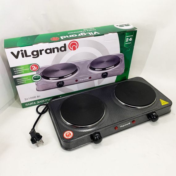 Плитка двухкомфорочная электрическая ViLgrand, Электроплита настольная бытовая, Дисковая плита для дома CV-75 | Зображення 6