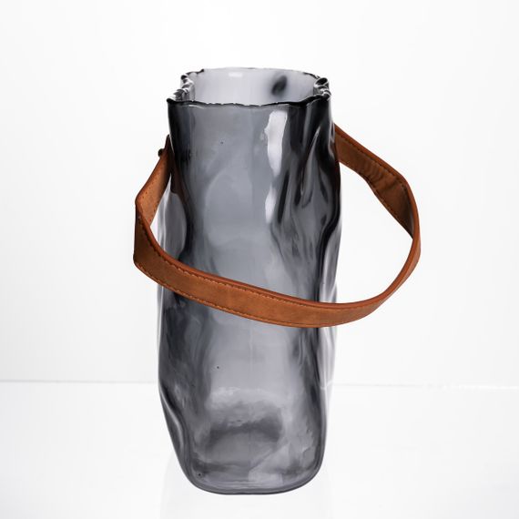 Подарочная стеклянная ваза сумочка с ручкой 18×9×25 (см) декоративная Серый HP-19-157-2 | Зображення 2