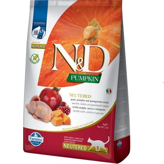 Сухий корм із перепілкою для стерилізованих котів Farmina N&D Pumpkin Quail & Pomegranate Neutered Adult, 5 кг