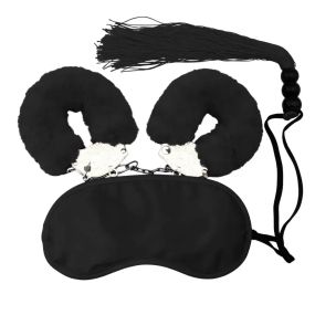 Набор БДСМ DS Fetish маска, наручники, флогер мини, черный sexstyle