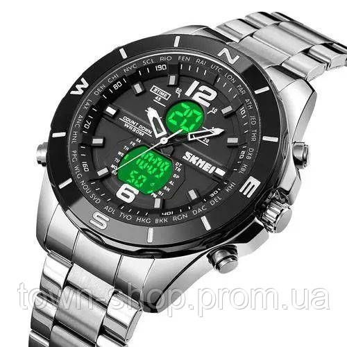 Часы наручные мужские SKMEI 1670SIWT SILVER-WHITE, часы тактические противоударные. Цвет: серебряный | Зображення 2