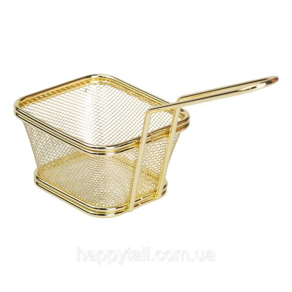 Корзина сервировочная для подачи картофеля фри и снеков 10,5×9x5,5 см Золотая HP-19-4-S-G | Зображення 2