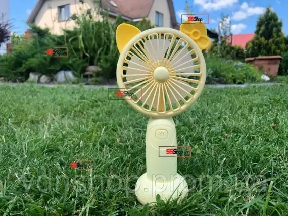 Портативний акумуляторний міні вентилятор з вушками та RGB підсвічуванням Mini Fan (SQ-2165) Жовтий | Зображення 2