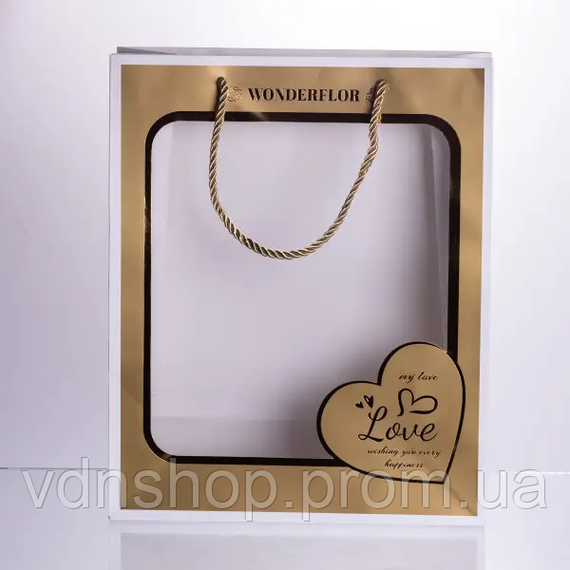 Набор подарочных пакетов из бумаги Love с окошком 12 шт 26×10×32 см HP-10359-18 | Зображення 5