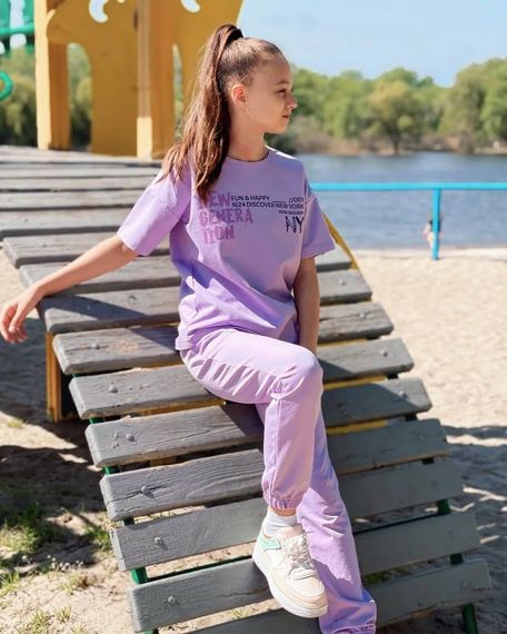 Комплект для дівчинки підлітковий (футболка+штани) Носи своє 170 Фіолетовий (p-13969-156770) | Зображення 3