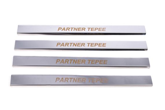 Накладки на пороги Carmos V1 (нерж) Передні двері (2 шт) для Peugeot Partner Tepee 2008-2018рр | Зображення 1