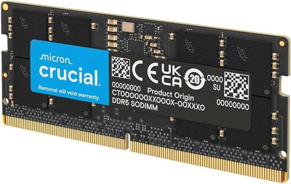 Оперативная память Crucial DDR5 16 ГБ 4800 МГц SODIMM CL40 для ноутбука и мини ПК CT16G48C40S5 для компьютера